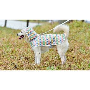 Polka Dot Hooded Raincoat for Dogs Multicolor Size Large
